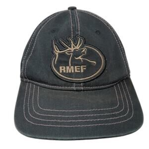 RMEF Slideback Baseball Cap Black One Size Adjustable Embroidered Vented Holes